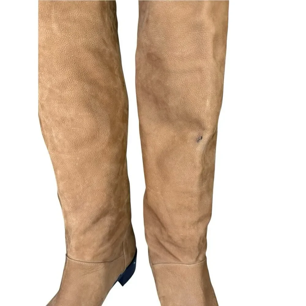 Stuart Weitzman Camel Suede OTK Pull-On Boots Sz 8.5